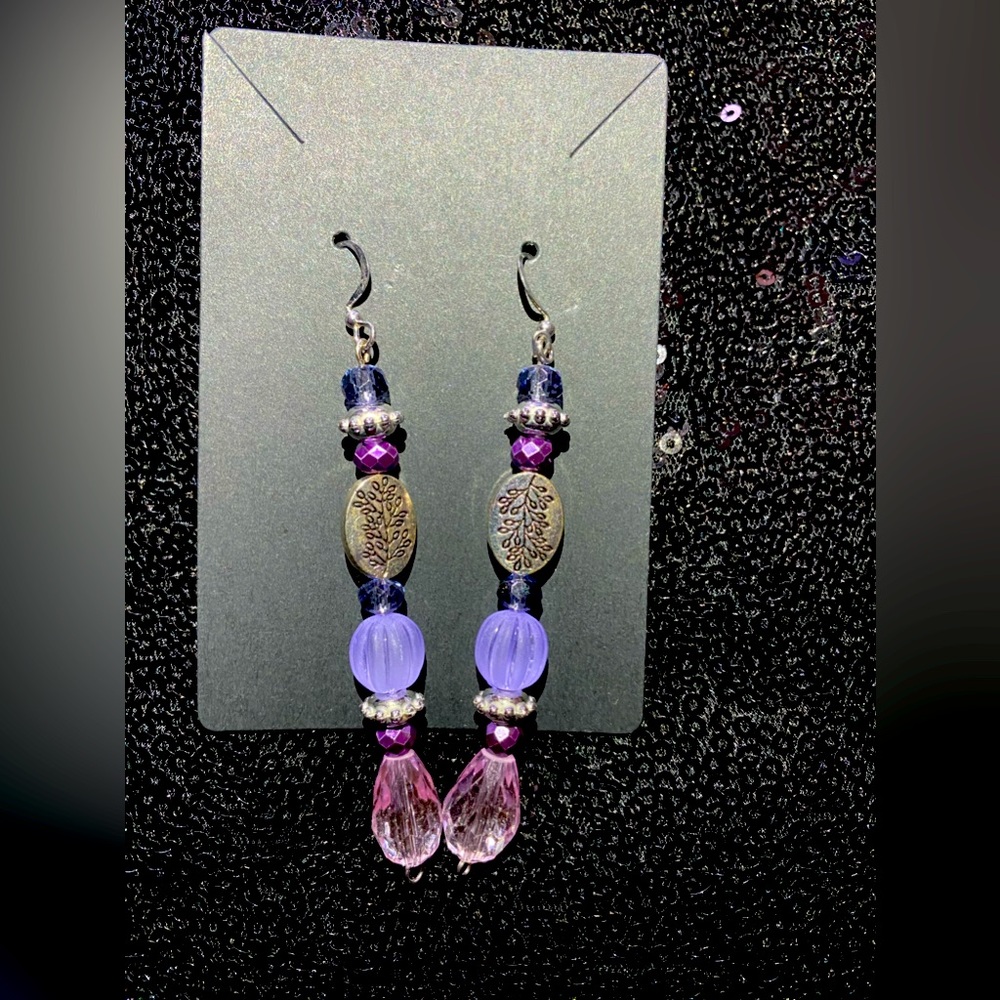 Purple beaded earrings
